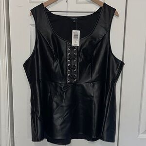 Torrid Black Lace-Up Faux Leather Tank Top